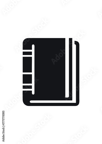 Flat design of a book vector in black and white perfect for apps, website, logo or sign 