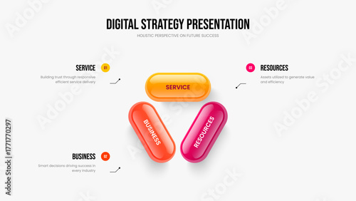 Service Plan 3 Option Diagram Frame Design. Investor Profile Slideshow Layout Vector Illustration. Visual Briefing Three Element Infographic Presentation Template.