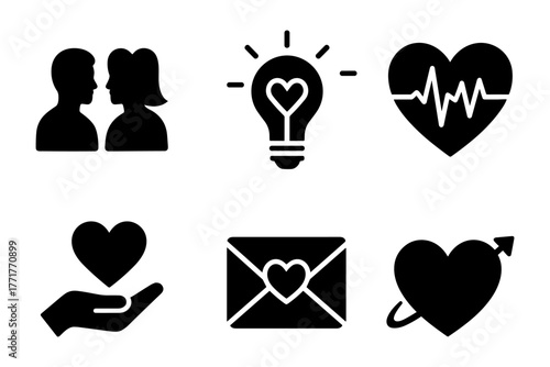 Love and relationship silhouettes icon ,romance, affection, valentine, couple, emotion
