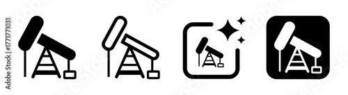 Oil well icon and oil industry sign vector illustration showing oil production symbol in transparent PNG design for energy, fuel, and petroleum concepts