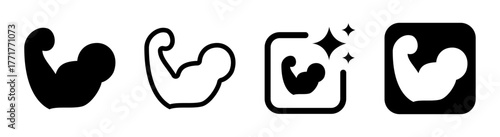 Bicep icon and fitness gym symbol vector illustration showing workout exercise sign in transparent PNG design for bodybuilding and health concepts