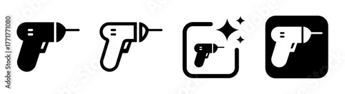 Machine drill icon and carpenter sign vector illustration showing woodwork symbol in transparent PNG design for construction, repair, and craftsmanship concepts