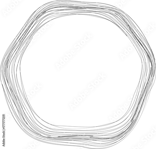 Circular ripple displaying irregular contour spacing and organic geometric variation.