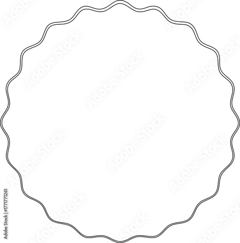 Circular border composed of organically distorted contour lines arranged symmetrically.