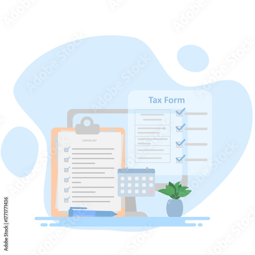 Illustration of the Concept of Online Tax Forms and Financial Management