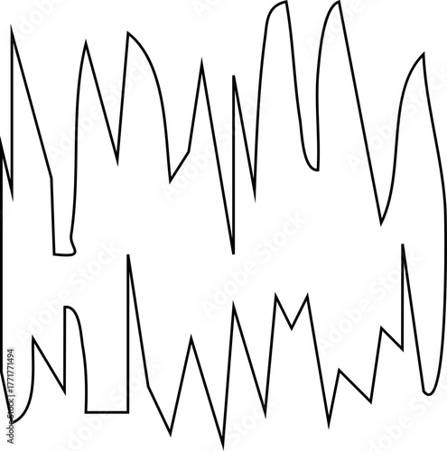 Vertical waveform defined by spiky linear contours forming dynamic optical rhythm.