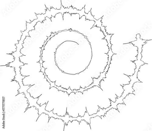 Layered wave segment built from distorted parallel contours emphasizing flowing motion.