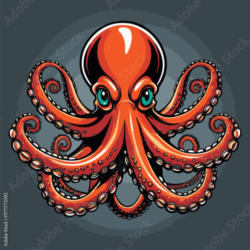 scary octopus cartoon vector