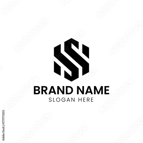 geometric letter s hexagon logo design