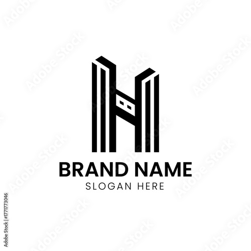 Letter H real estate building logo