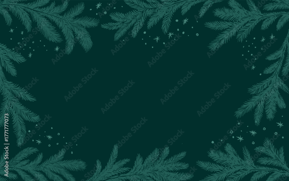 Obraz premium Green Christmas background with fir branches. 