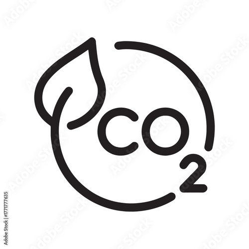 Carbon Neutral CO2 Reduction Icon with Leaf