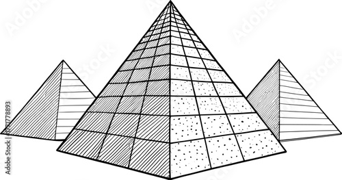Geometric Pyramid Perspective Vector Representing 3D Shape, Construction, and Abstract Design Concept