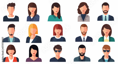 Diverse group of people avatars for profile pictures and user icons.