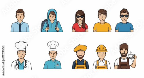 Diverse Group of People Representing Various Professions and Lifestyles.