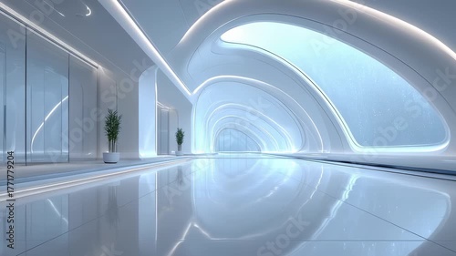 Futuristic Highway Rest Stop Interior Scene