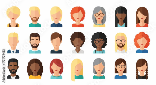 Diverse collection of human faces representing various ethnicities and styles.