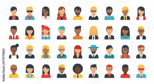 Diverse Group of People Avatars Representing Various Individuals.