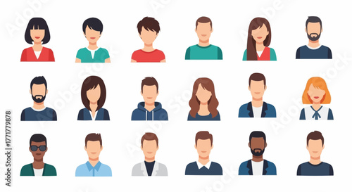 Diverse collection of user profile avatars and people icons.