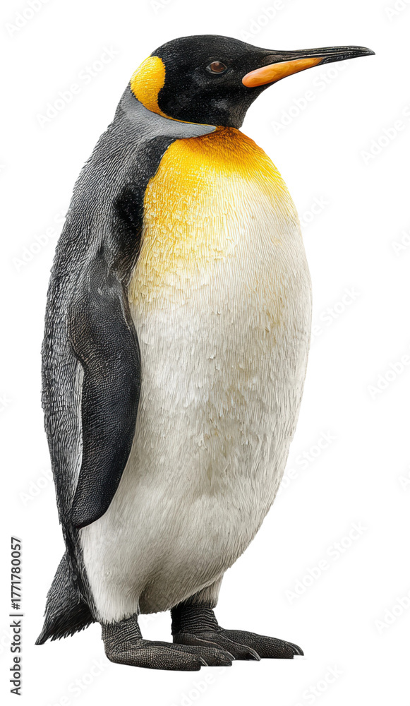 Naklejka premium Majestic penguin standing still arctic region animal portrait isolated on transparent background