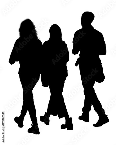 Tennagers walking three quarter back view isolated graphic
