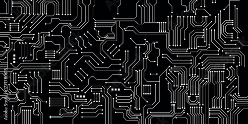 Circuit board vector background. Electronic computer hardware technology.