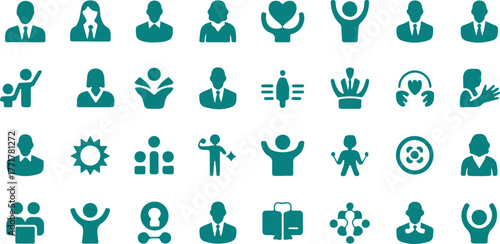 Core Values Silhouette Icon Set – Principles, Business Ethics, Teamwork, Leadership, Diversity, Integrity, Trust, Innovation, Sustainability, Vector Icons