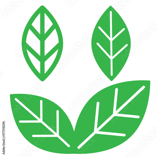 Green leaf plant icon nature minimal design isolated symbol graphic vector flat design illustration