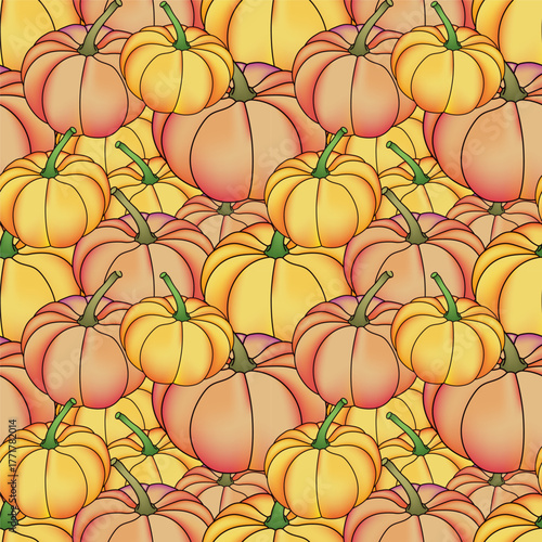 Pumpkin seamless pattern for autumn holiday