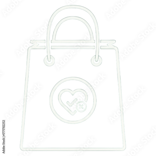 Shopping Bag Icon with Heart and Check Mark illustration