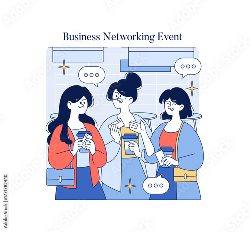 Business Networking Event Vector with Conversation