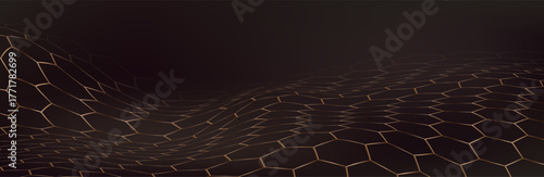 Abstract light brown Geometrical Background Connection structure. Science background. Connecting dots and lines. Big data visualization and Business .Vector illustration. hexagons