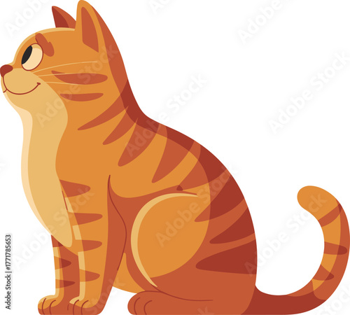 Cute Sitting Orange Tabby Cat Vector Illustration