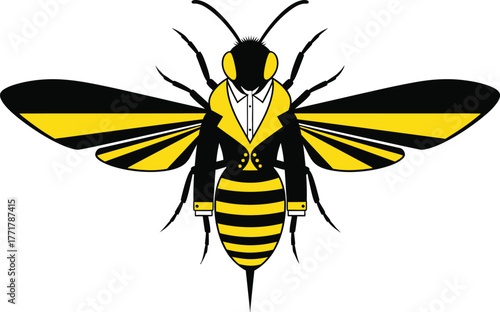 Dapper bee in a suit embodies the hardworking spirit of business