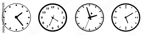 Clock face icon vector set. Wall Clock illustration sign collection. Time symbol. watch symbol or logo.
