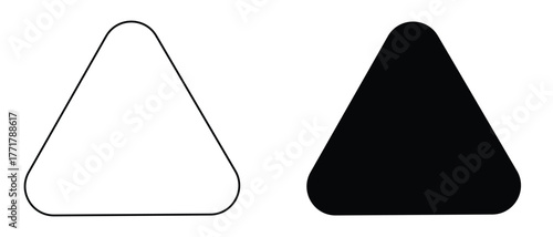 Rounded triangle shape vector  minimal black and white geometric design element, modern abstract icon for logo, symbol, or graphic user interface projects.