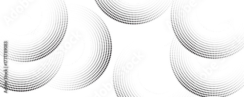 halftone dot abstract background. black circle lines pattern. Futuristic technology concept. Suit for cover, poster, banner, brochure, header, website