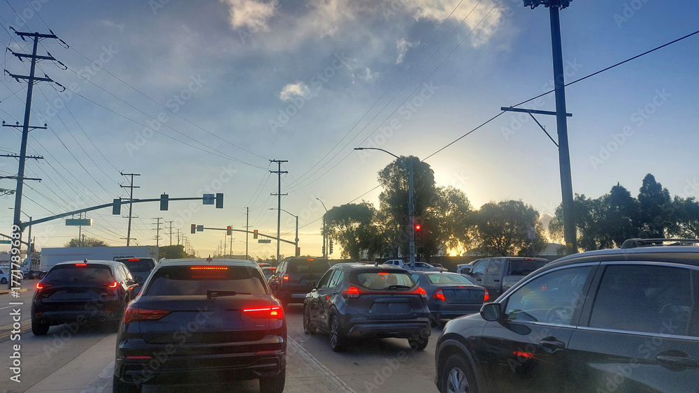 Obraz premium Cars Stuck In Traffic