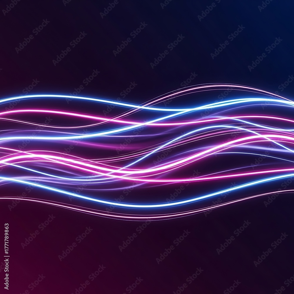 Fototapeta premium Abstract blue wave design with flowing lines and futuristic energy pattern