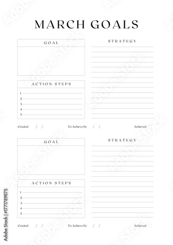 Monthly Goals Planner Template | Elegant Minimalist Productivity Planner - Monthly Goals Planner Template  (3)