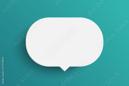 White oval speech bubble on green background
