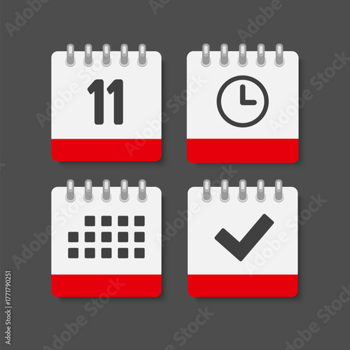 Icon page calendar - 11 day, agenda, check, timer