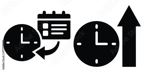 time management icon vector set