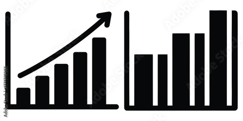 bar graph icon vector set