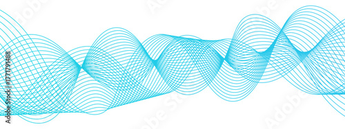 Abstract clean, minimalistic smooth flowing blue wave lines. Sense of motion, rhythm, and digital flow. Modernity, clarity, and fluid dynamics, technology, sound waves, and futuristic data visualizati