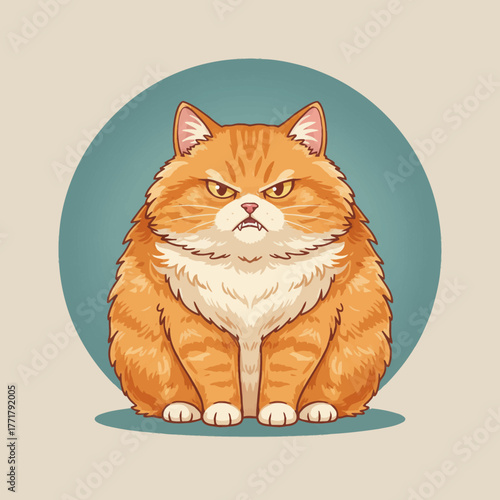 Angry Orange Cat Illustration Grumpy Feline with a Frustrated Expression