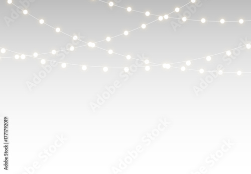 png festive light banner with bright garland and shining border