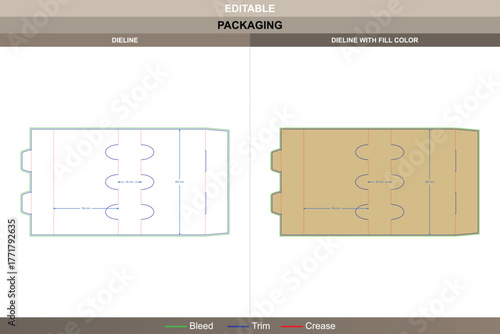 Three hole snap lock sleeve dieline created through vector accuracy ensuring printing clarity and strong packaging finish where each die line secures the envelope folds cleanly