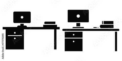 business desk icon vector set