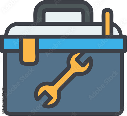 Illustrated Toolbox with Wrench and Tools Perfect for Construction and Repair Projects Ready for your Creative Design
